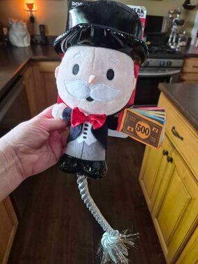 Monopoly Man Dog Toy Squeak Crinkle